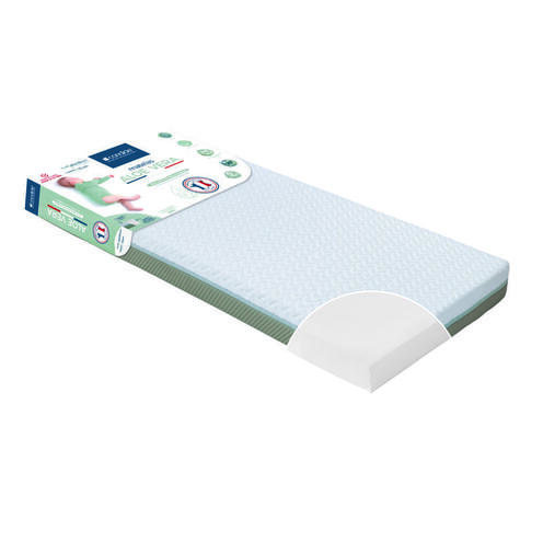 Matelas Aloé Vera Déhoussable 60x120x10 cm Blanc/Vert Olive - CANDIDE