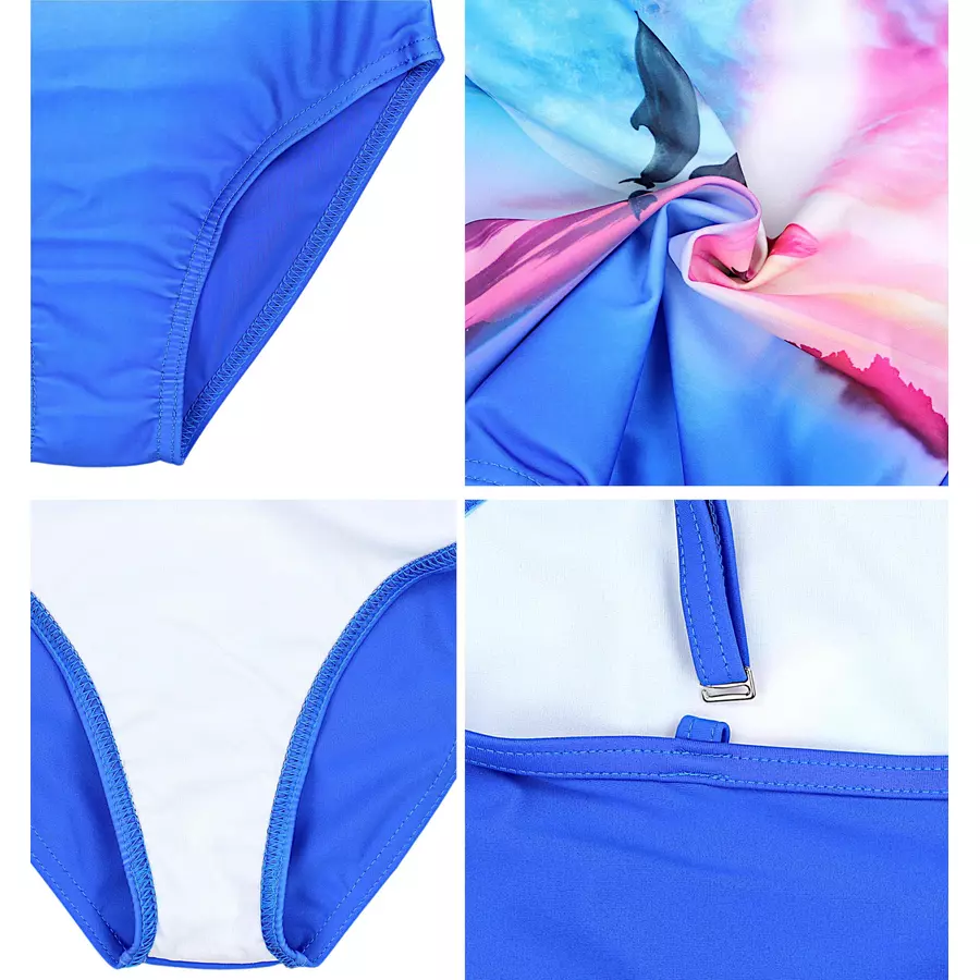 Aquarti Mädchen Badeanzug mit Spaghettiträgern blau Modell 3