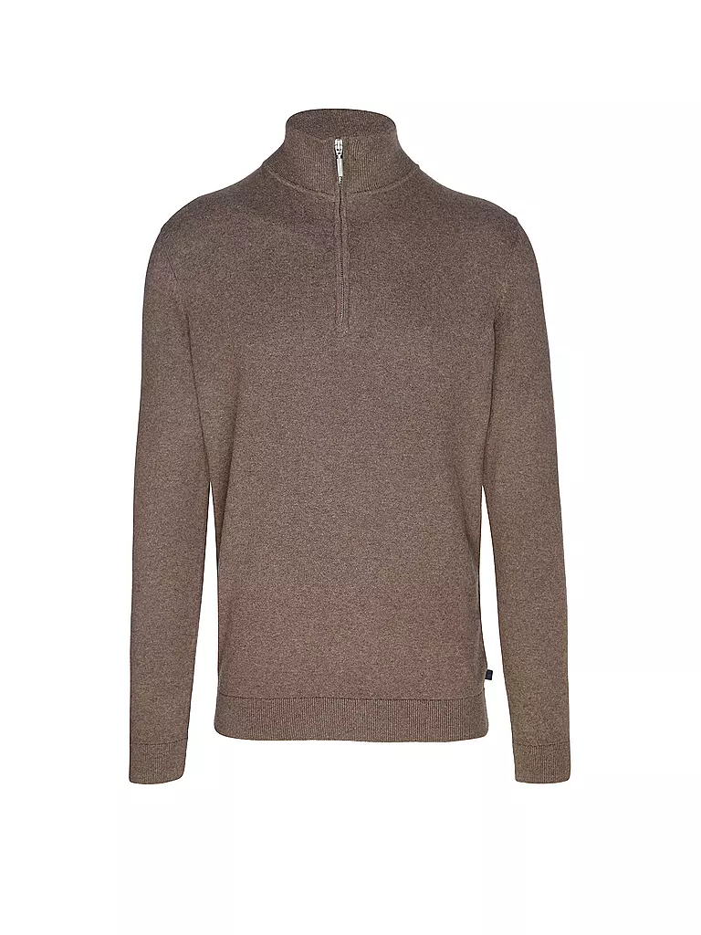 TOM TAILOR Troyer Pullover braun