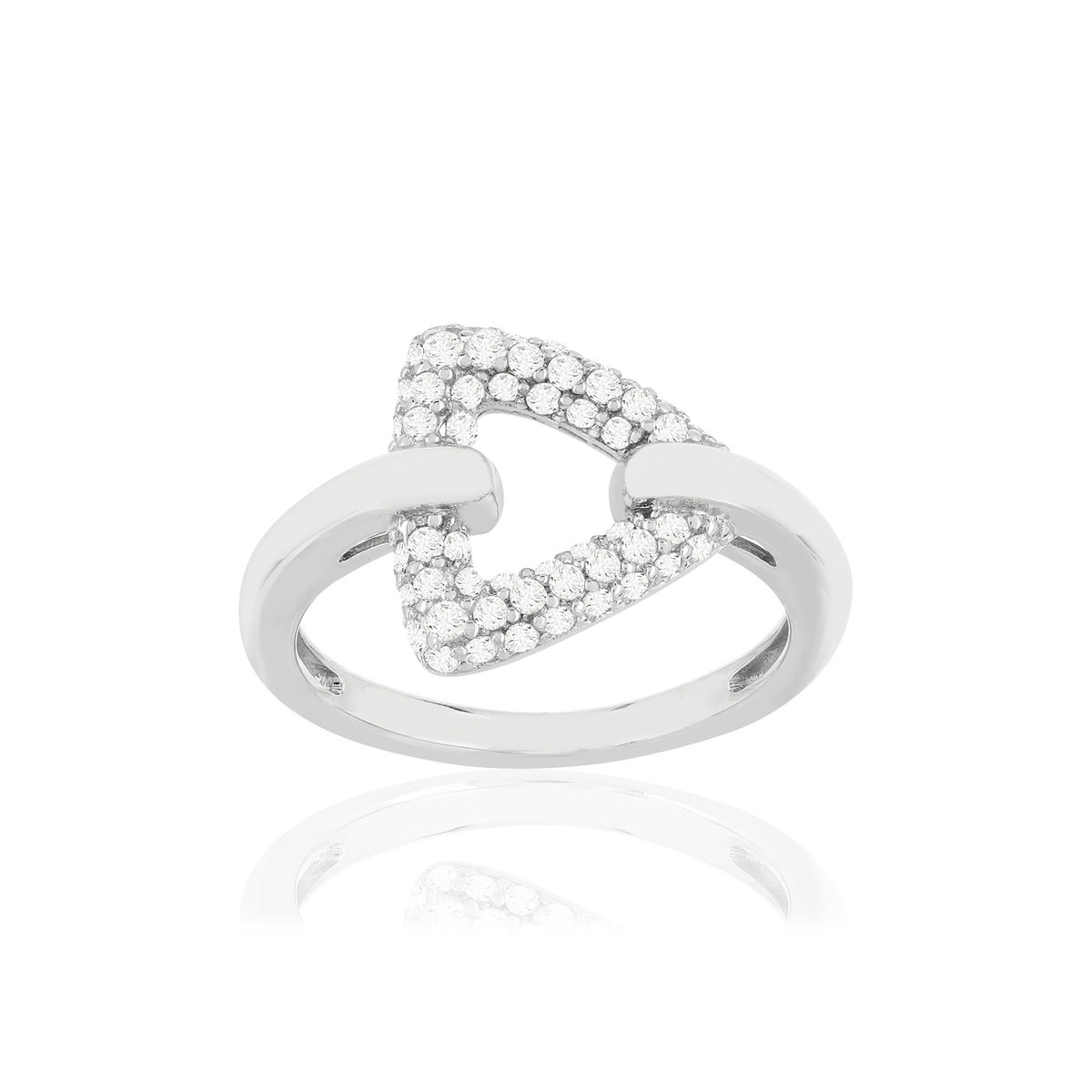 Bague argent 925 zirconias, motif triangle
