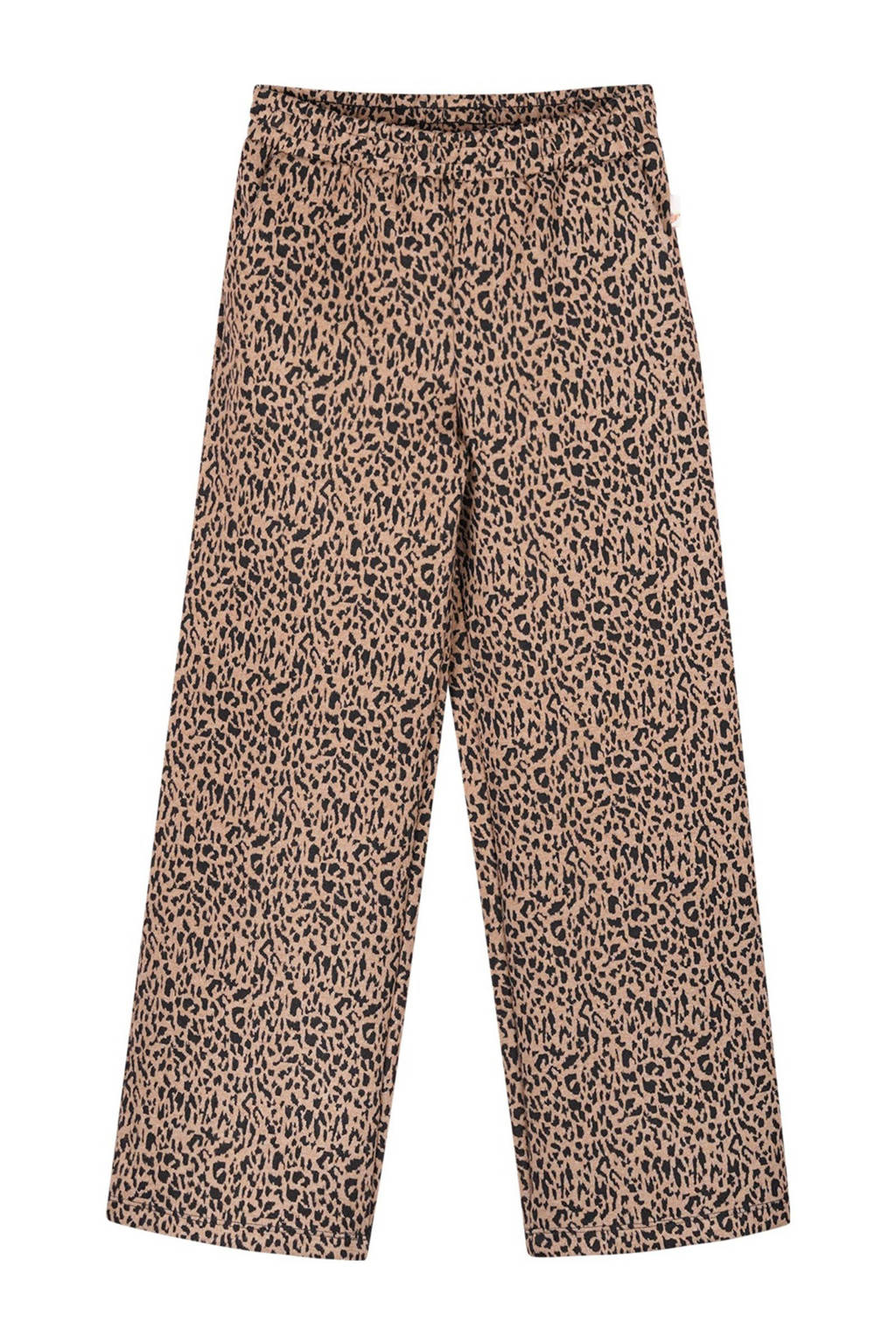 Moodstreet straight fit broek Belle met all over print lichtbruin/zwart