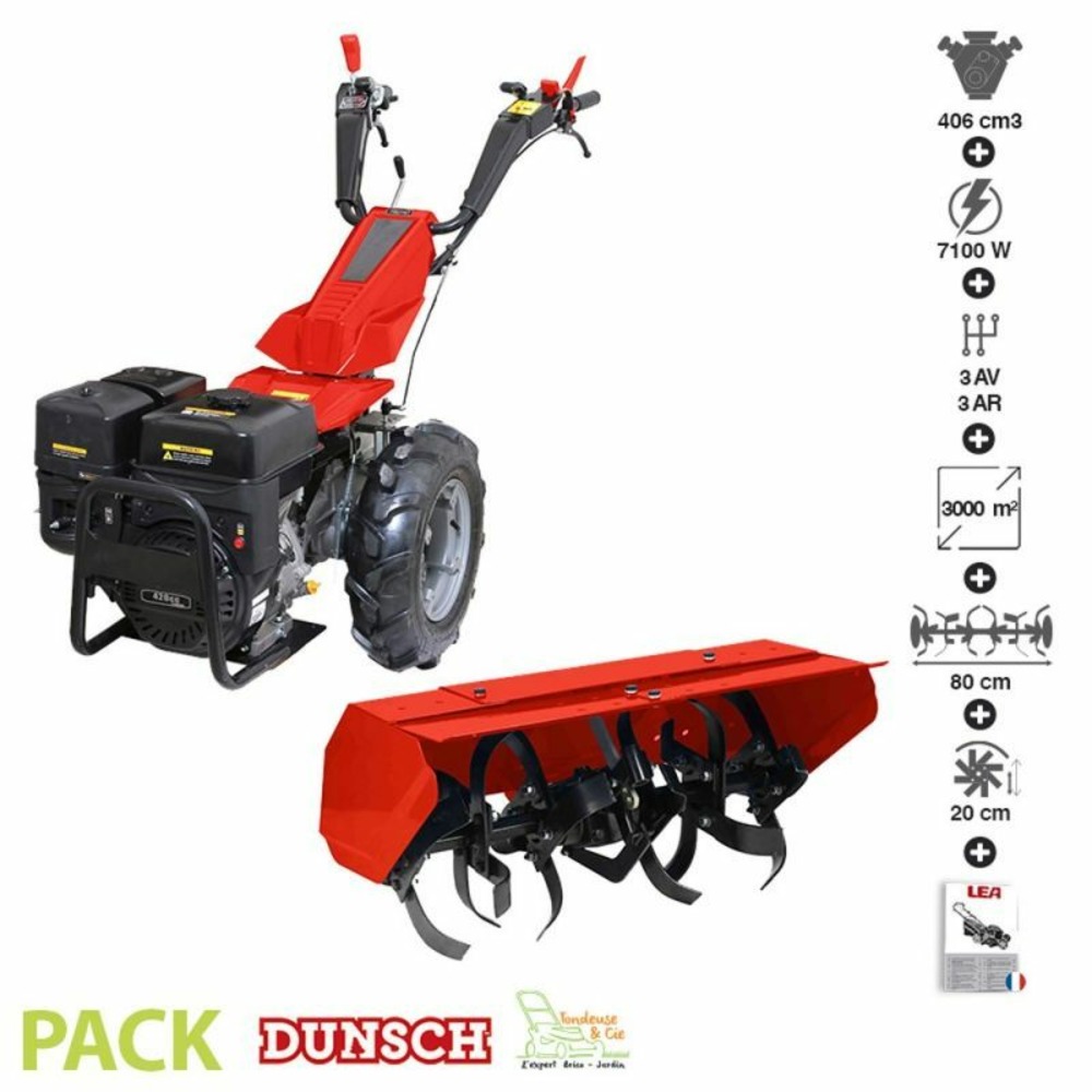 Motoculteur 418cc diesel 9 cv 3 vitesses avant arrière rotovator 45406mf dunsch