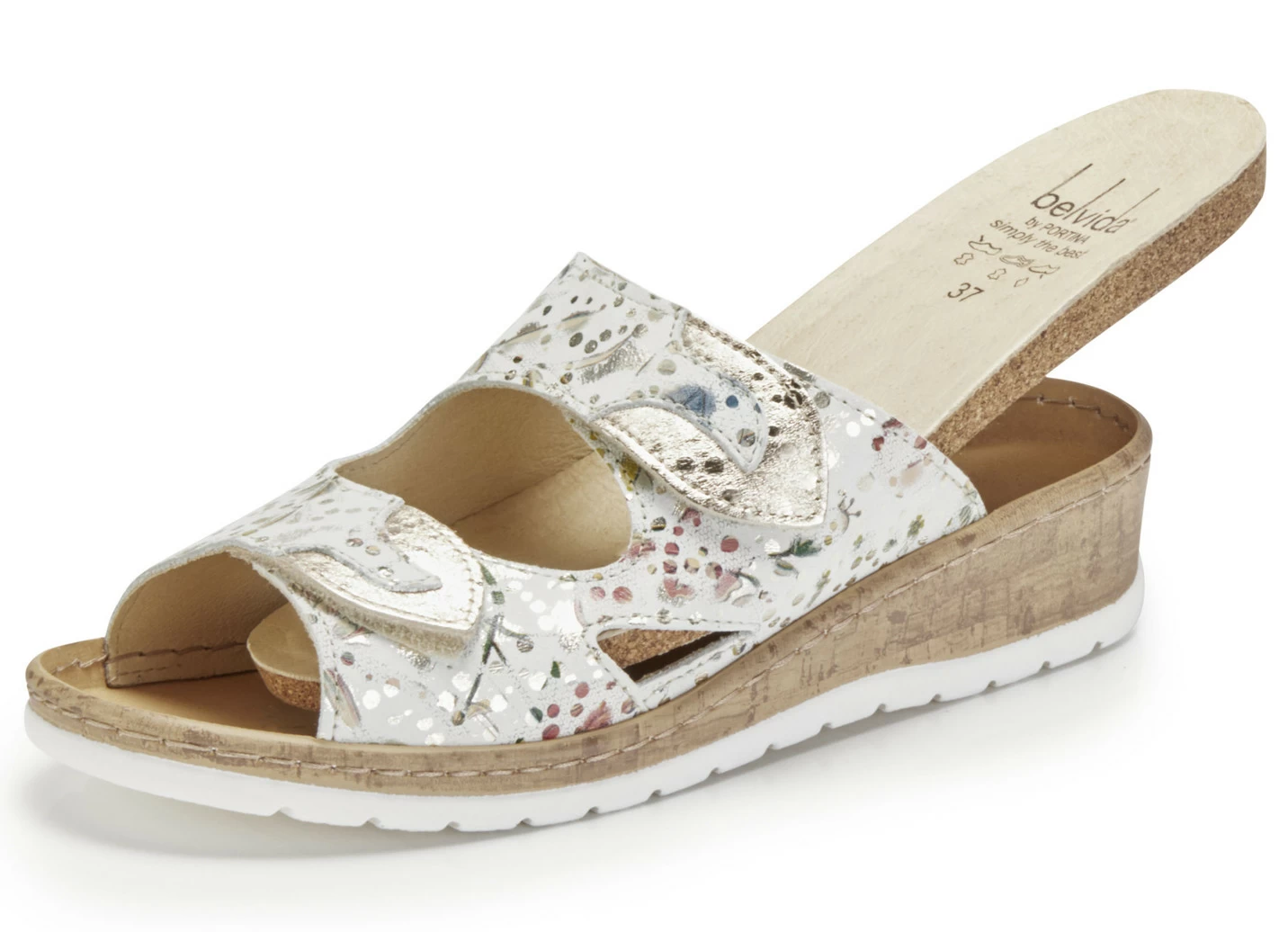 ELENA EDEN Pantolette aus floral bedrucktem Nappaleder