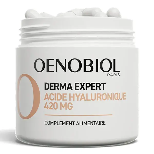 Suplemento alimentar antirrugas com ácido hialurônico Oenobiol Derma Expert, 60 cápsulas.
