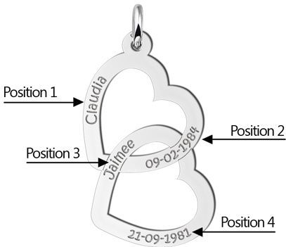 Ketting hanger zilver twee harten