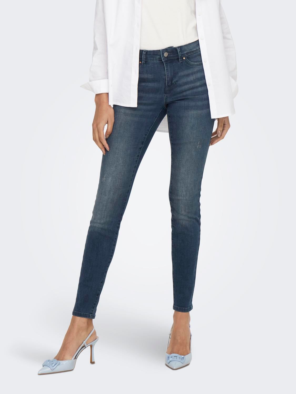 ONLWAUW Mittlere Taille Skinny Fit Jeans Blue Black Denim