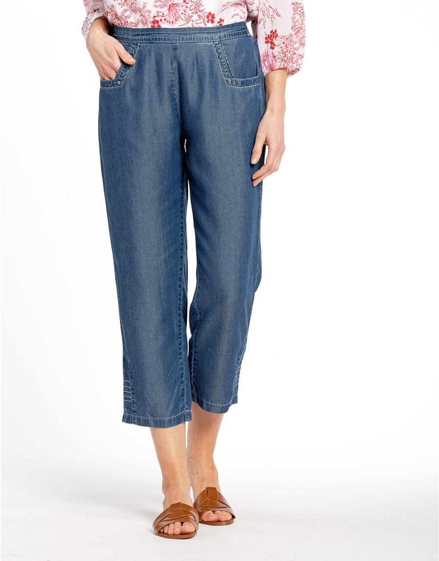 Pantacourt lyocell bleu