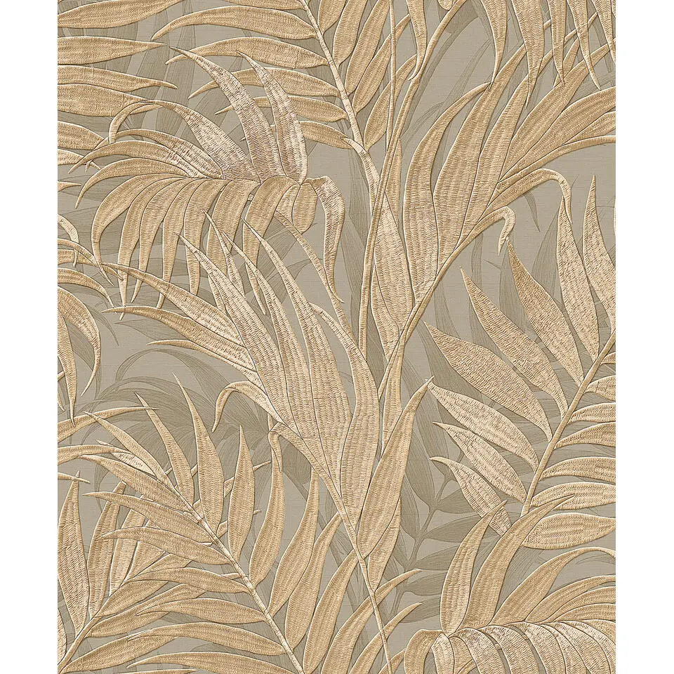 Dutch Wallcoverings - Grace Tropical palm leaf green/gold - GR322105