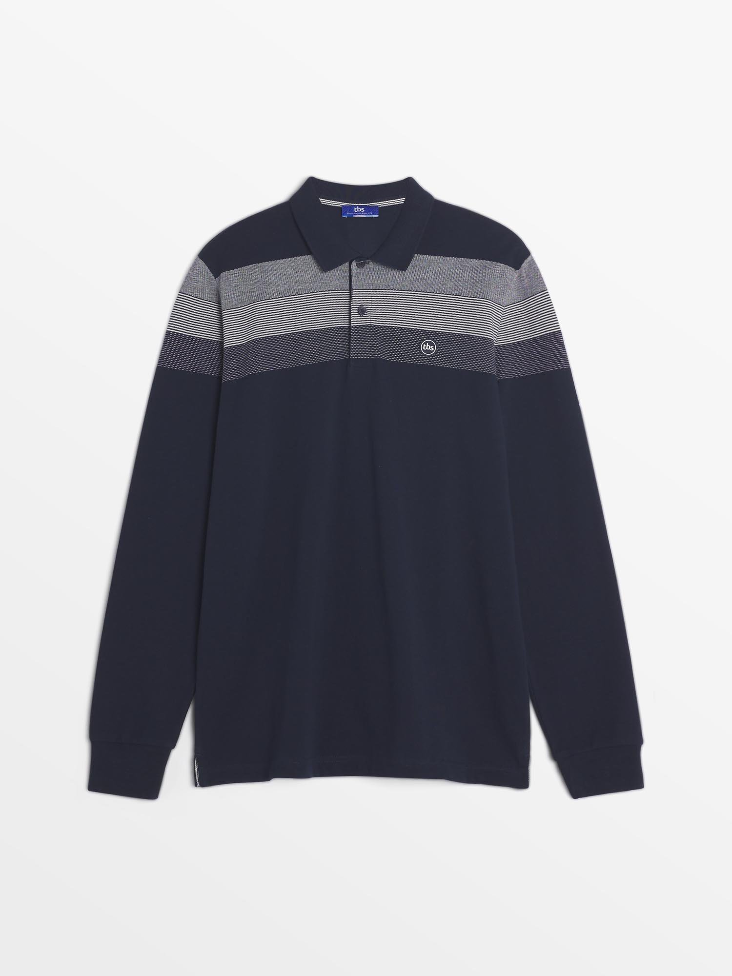 Polo Homme Rayures Poitrine Marine