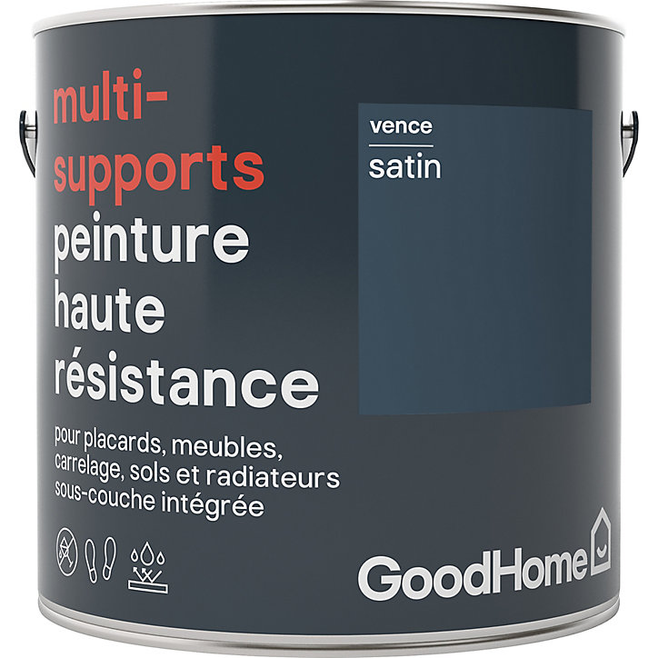 Peinture haute résistance multi-supports GoodHome bleu Vence satin 2L