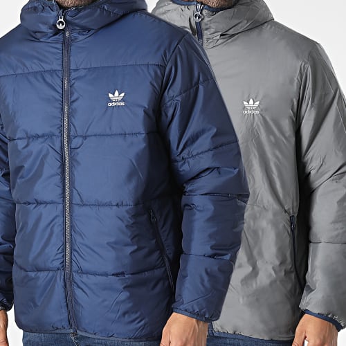Doudoune Capuche Réversible HM2462 Bleu Marine Gris