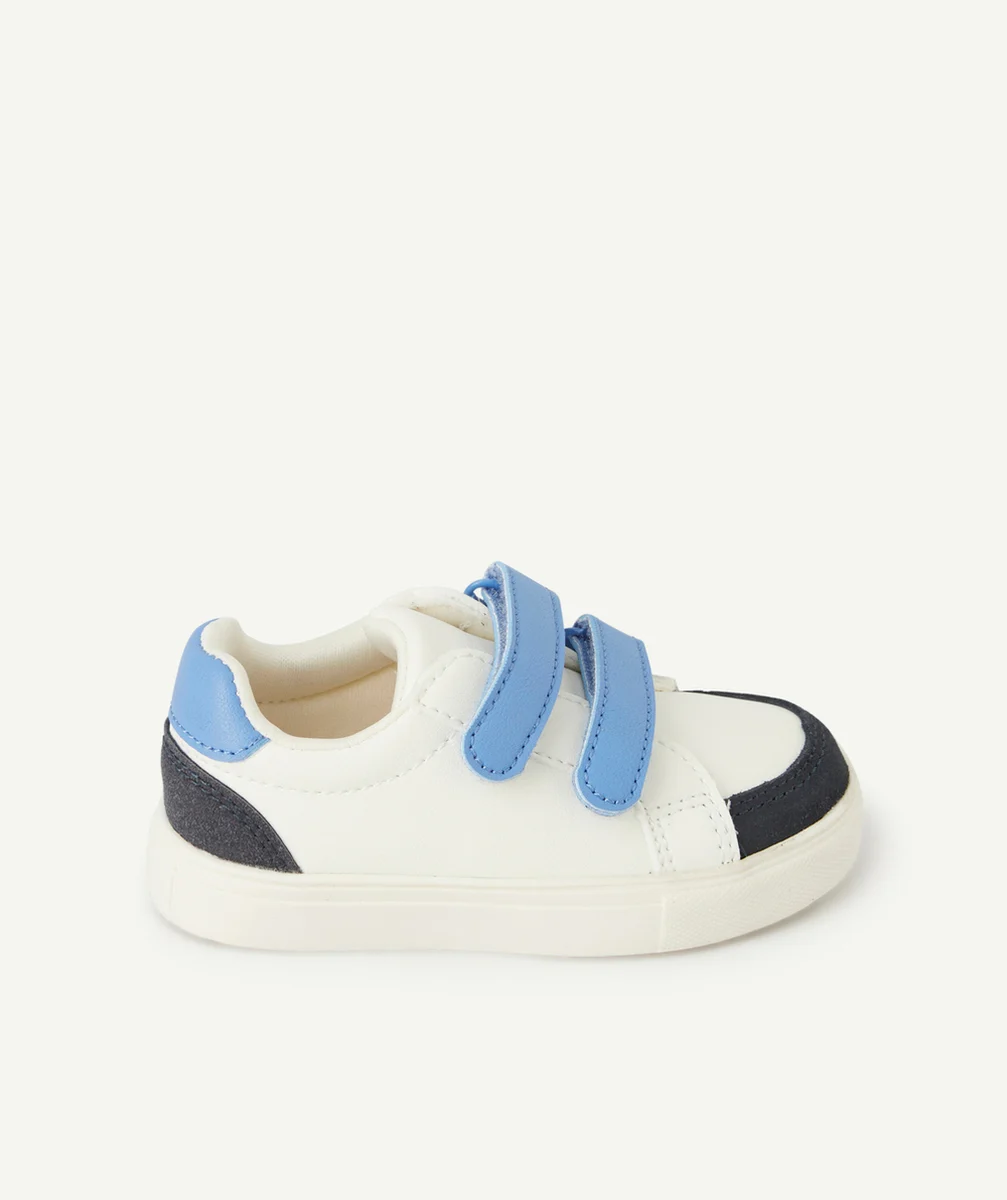 chaussures bébé à scratch blanc et bleu