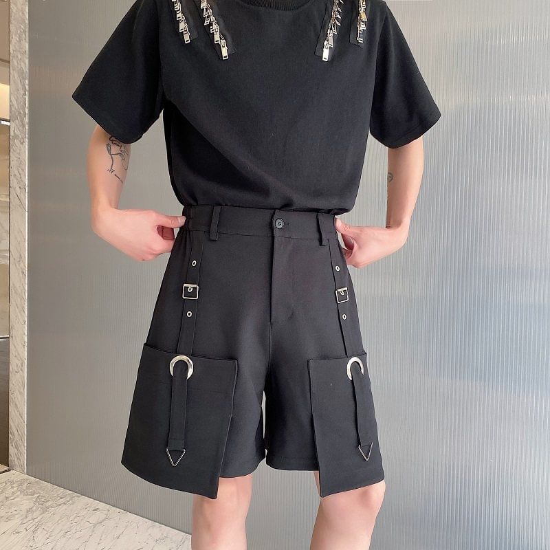 Freehop - Mid Rise Plain Cargo Shorts