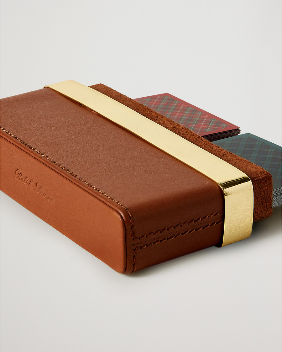 Ralph Lauren Home Westover Leather Playing Cards Set Brown