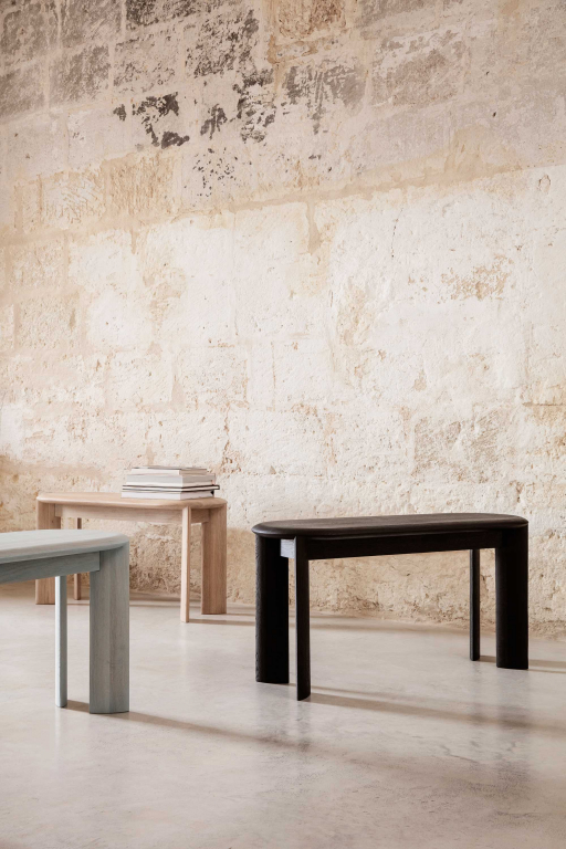 Ferm Living Bevel eetbank 90 wit geolied eiken