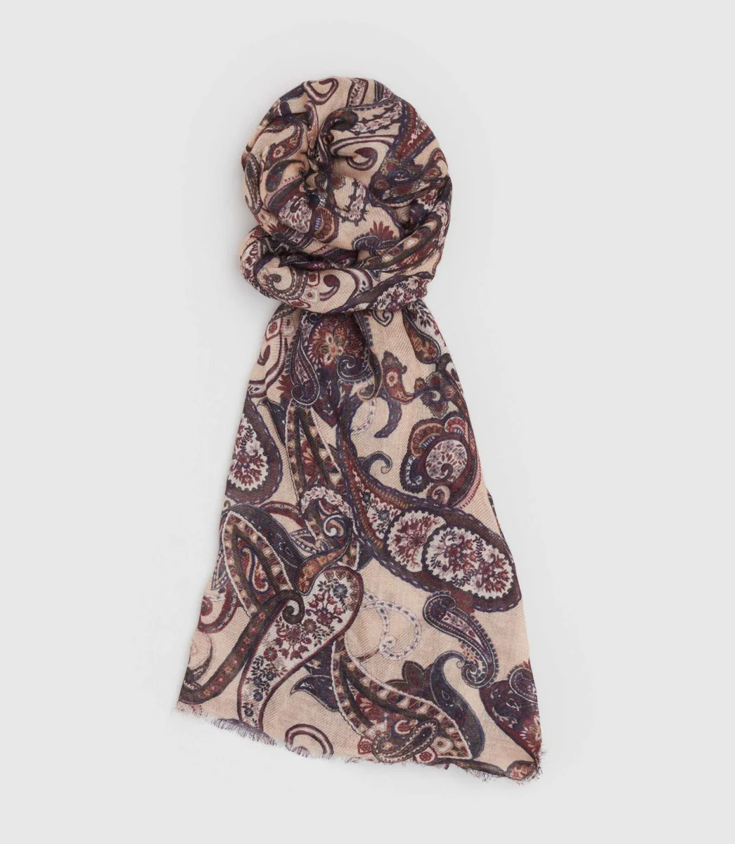Écharpe motif cachemire beige 