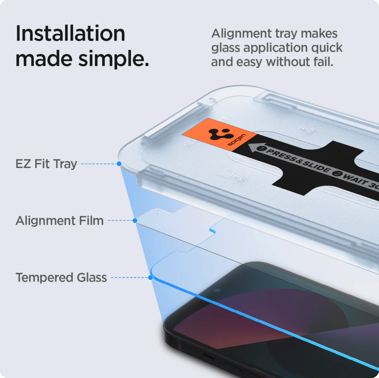(2er Set) iPhone 14 / iPhone 13 / 13 Pro Glas Tr EZ Fit Panzer Glas Case Friendly   Montagerahmen (AGL03385)