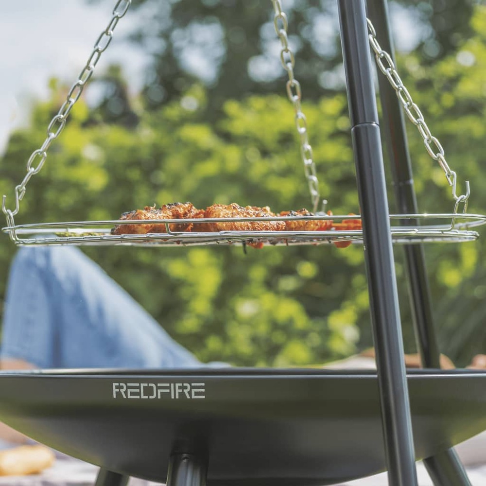 Barbecue de jardin avec trépied et bol à feu 50 cm noir