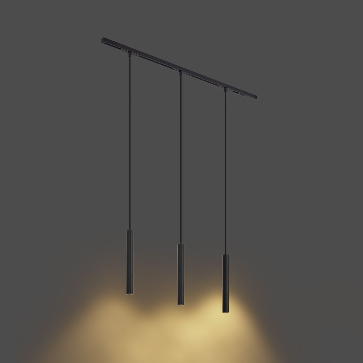 Modern railsysteem met 3 hanglampen zwart 1-fase - Slimline Keno