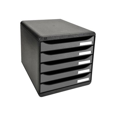 Exacompta BigBox Plus - Module de classement 5 tiroirs - noir/argent