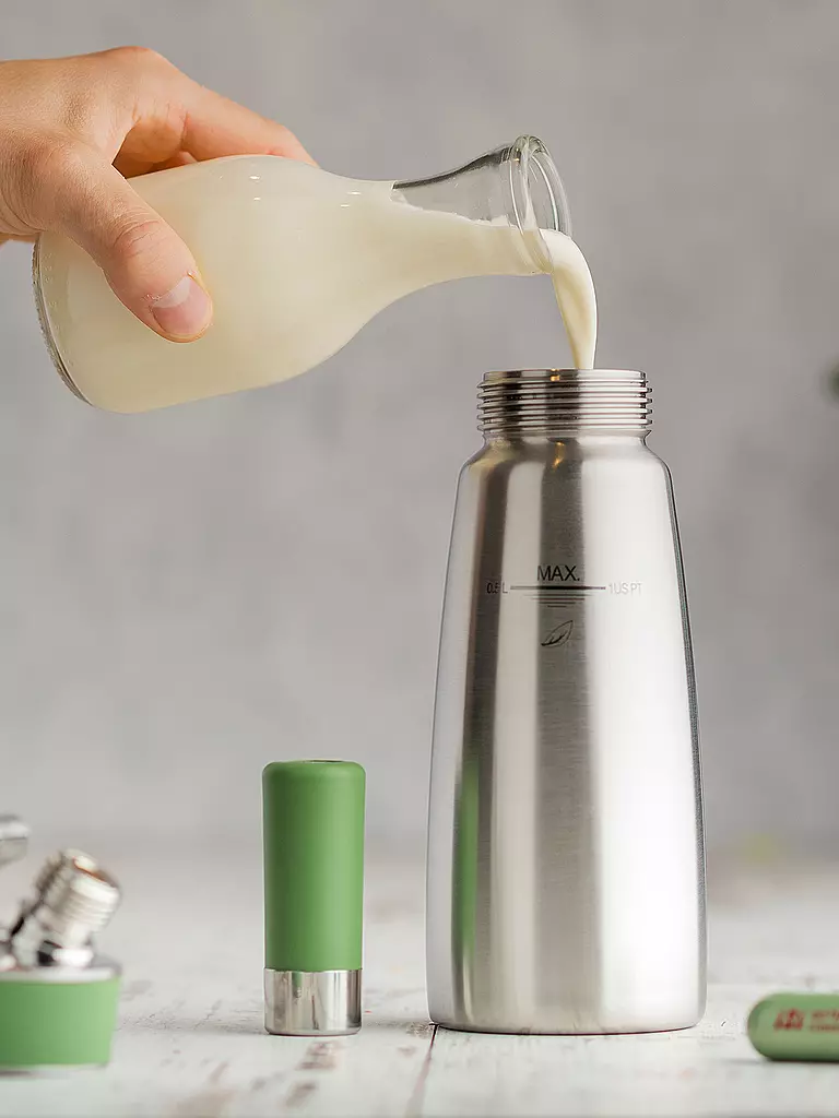 ISI Sahnebereiter GREEN WHIP ECO 0,5l Edelstahl / Gruen silber
