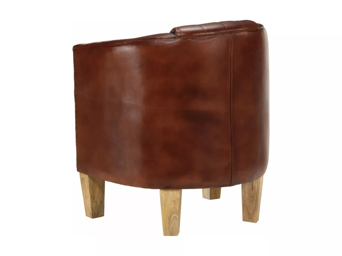 Fauteuil cabriolet marron cuir véritable