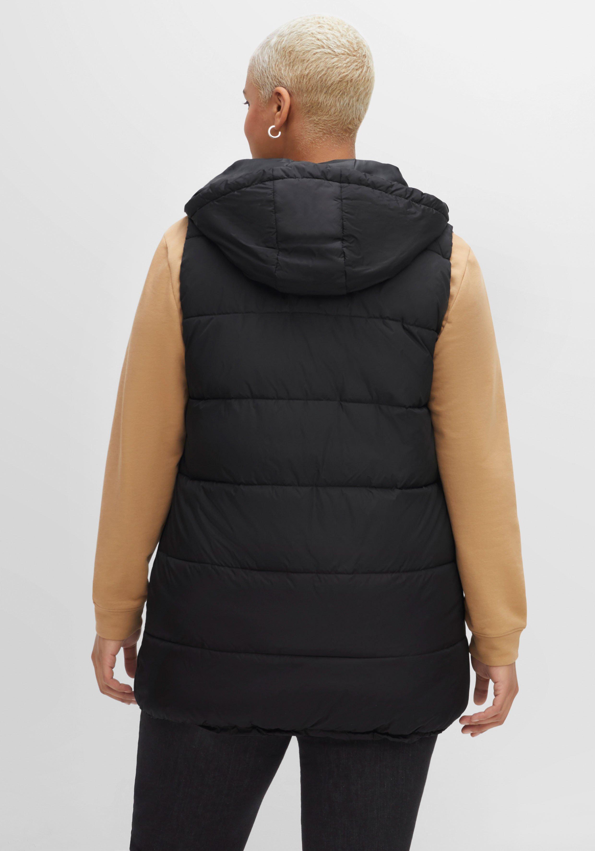 Steppweste in A-Linie, mit Kapuze und 2-Wege-Zipper