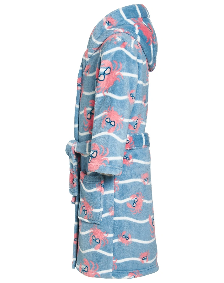 Fleece-Bademantel KREBS in blau/pink