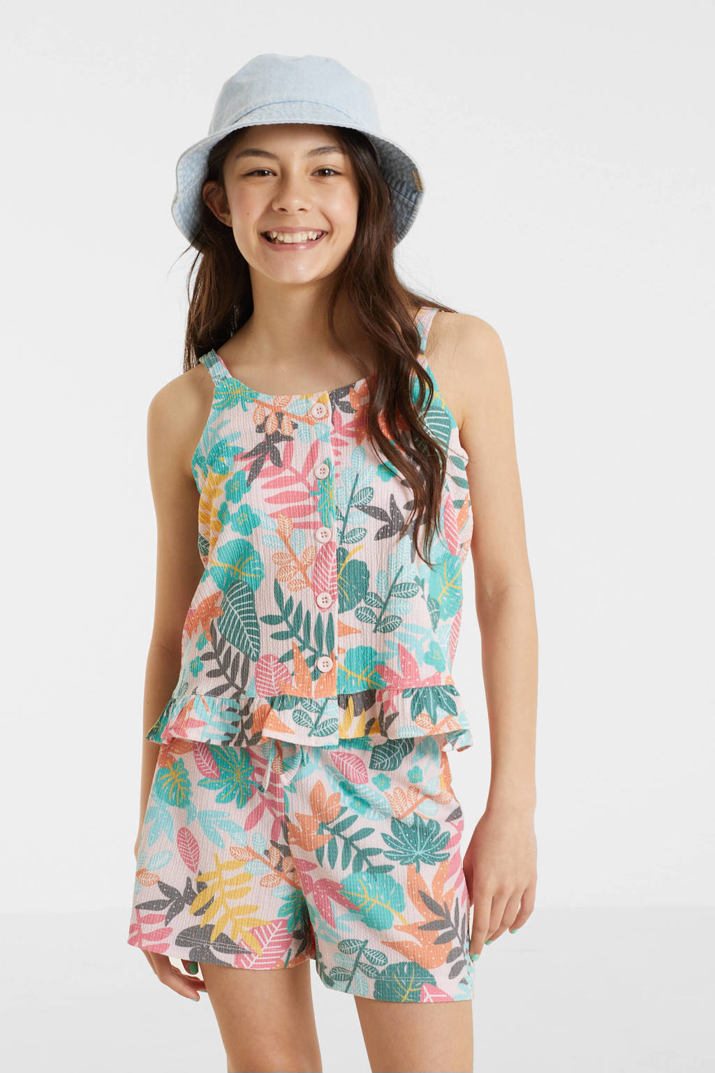 anytime crinkle top met all over print multi