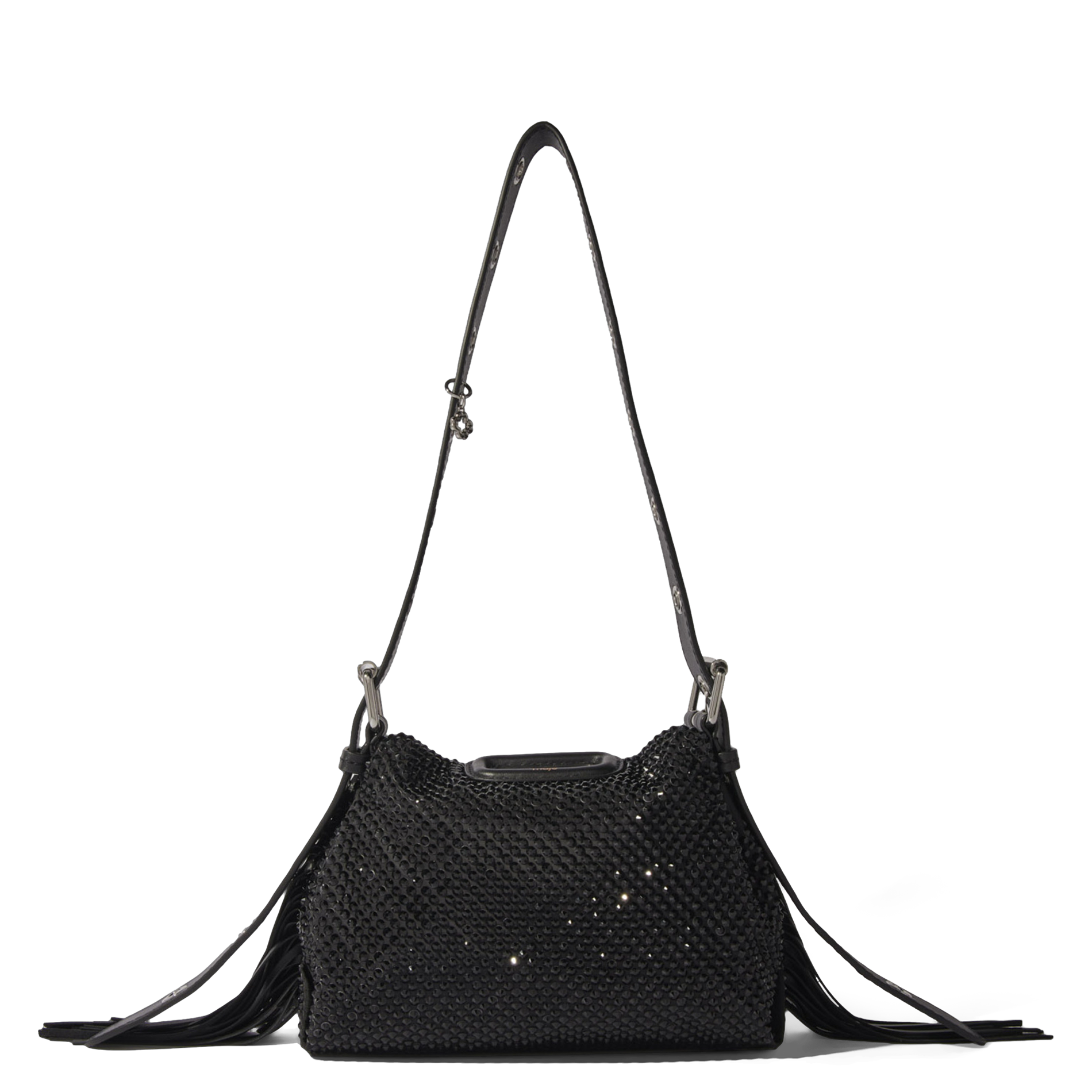 MISS M NANO - Sac bandoulière à strass en cuir | Noir