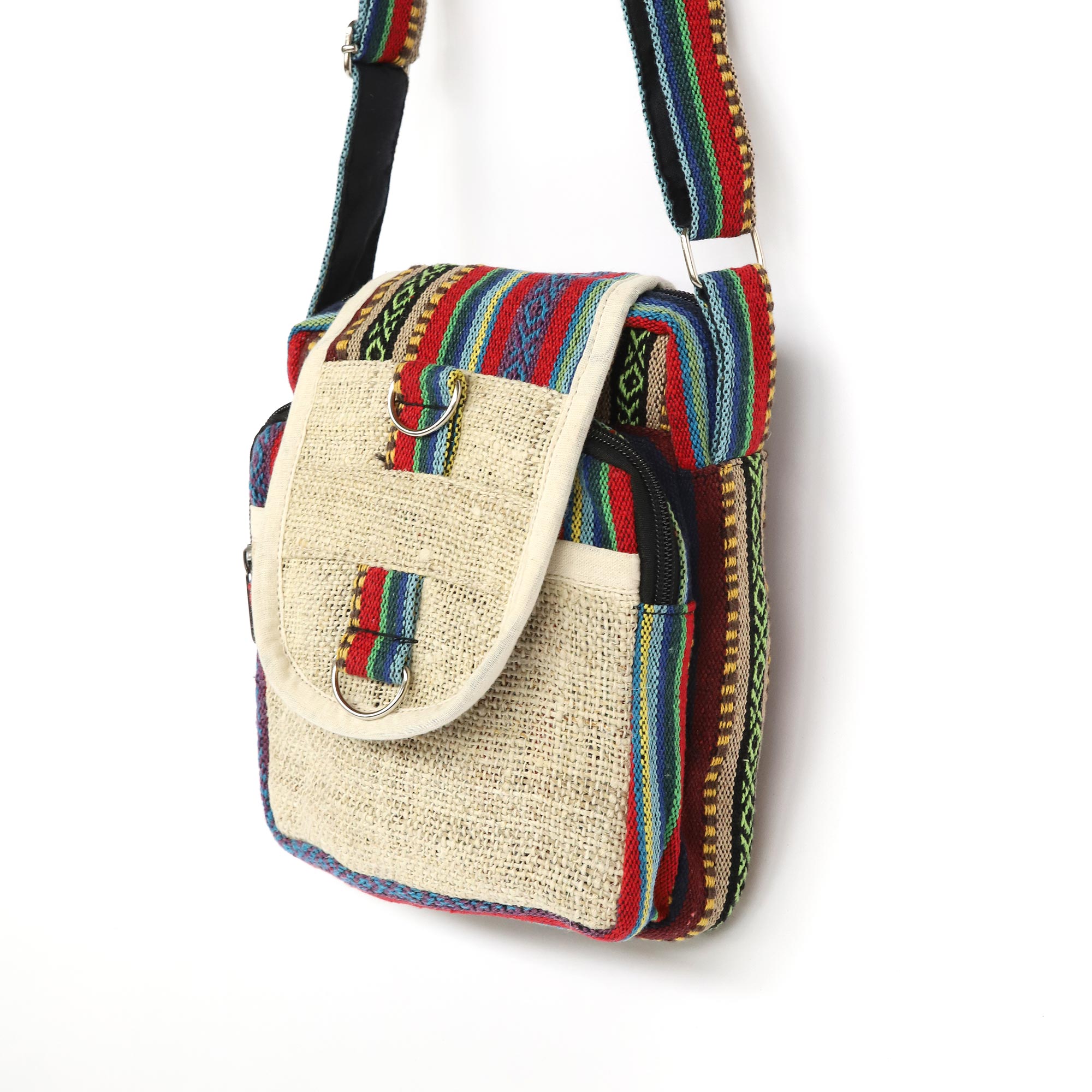 Umhängetasche 'Hanf', natur-multicolor, H 20 cm, B 16 cm, L 8 cm günstig bestellen