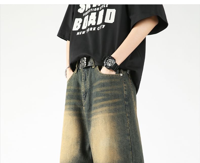 AXEN - Bermudashorts met gewassen denim en gemiddelde taille