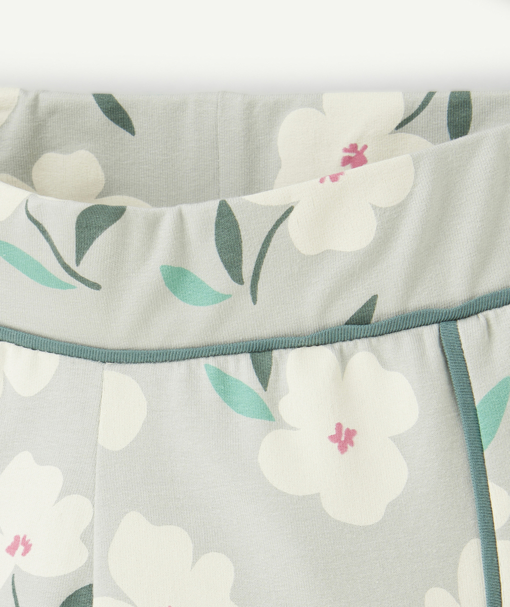 PANTALON TREGGING FILLE EN VISCOSE RESPONSABLE BLEU IMPRIMÉ FLEURI