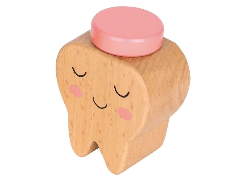 Spielba Holzspielwaren Milchzahndose Zahn rosa Aufbewahrung der Milchzähne