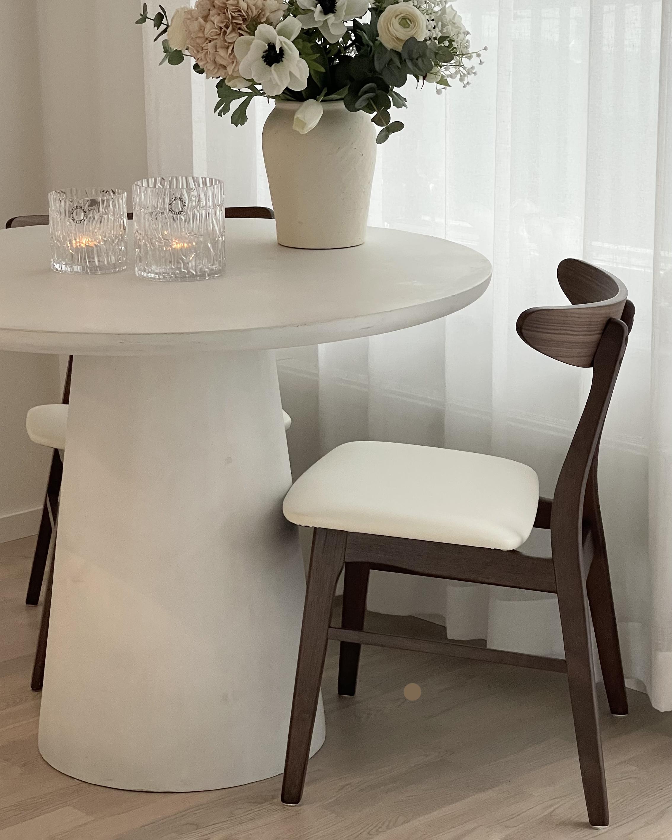 Set van 2 eetkamerstoelen LYNN Hout Donkerbruin/wit