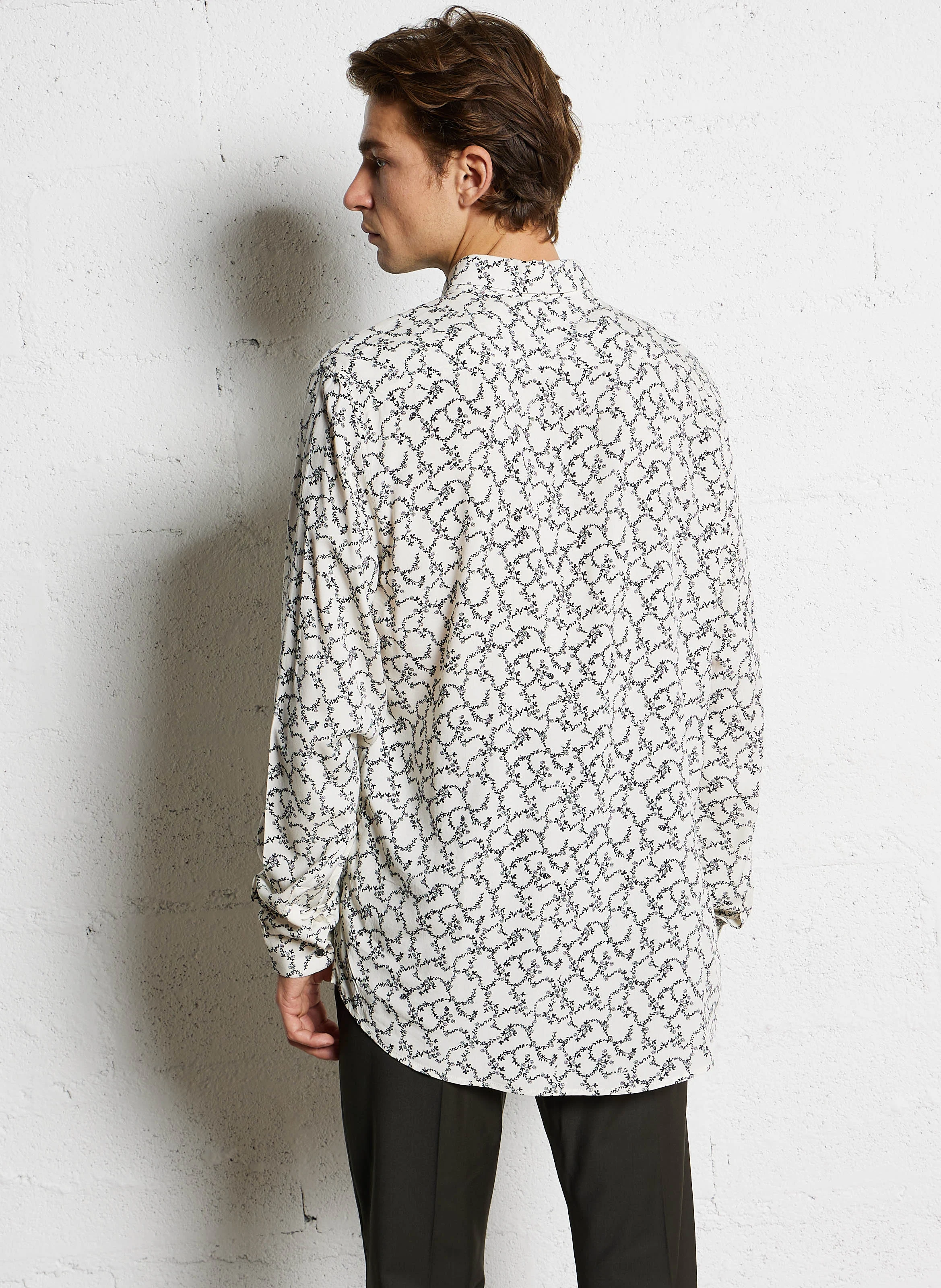 Chemise slim-fit col classique imprimée | Blanc