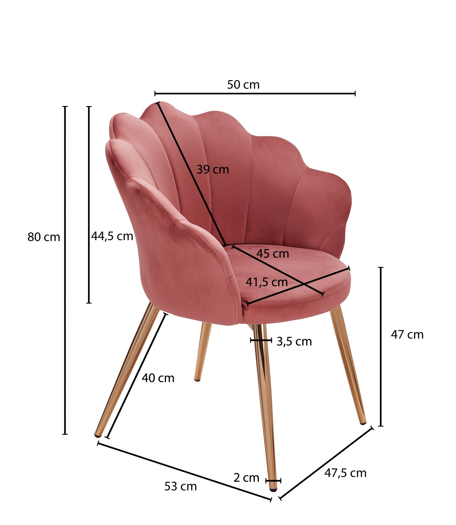KADIMA DESIGN Esszimmerstuhl TULIP: Skandinavisches Design, Samtbezug, goldene Metallbeine, Kunststoffkappen.