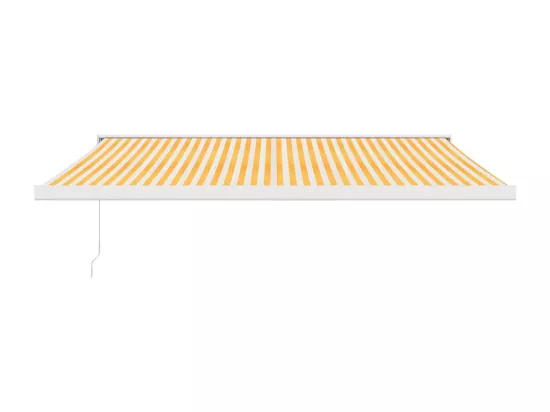 Auvent rétractable jaune et blanc 4,5x3 m tissu et aluminium