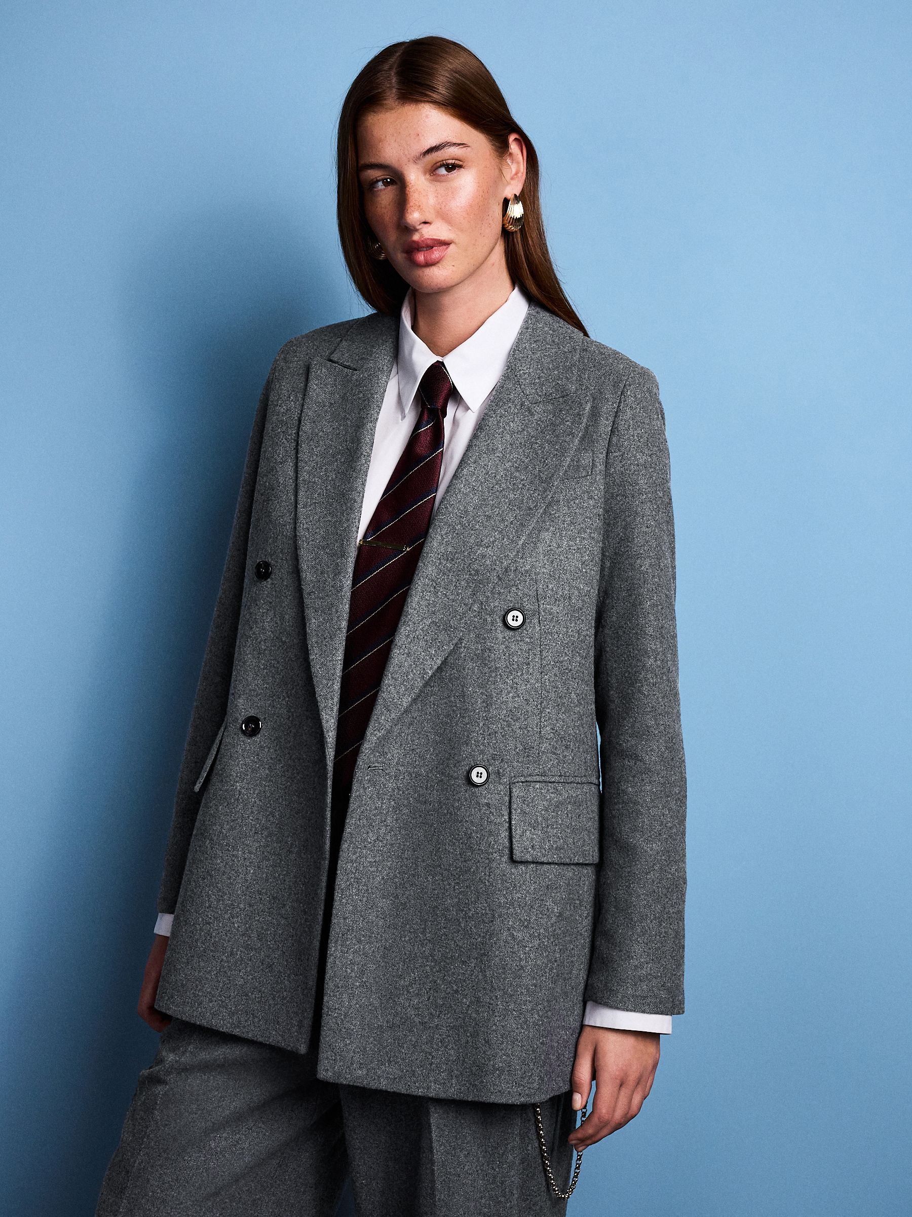 Grijs - Tabitha Simmons X Next Wool Blend Double Breasted Blazer