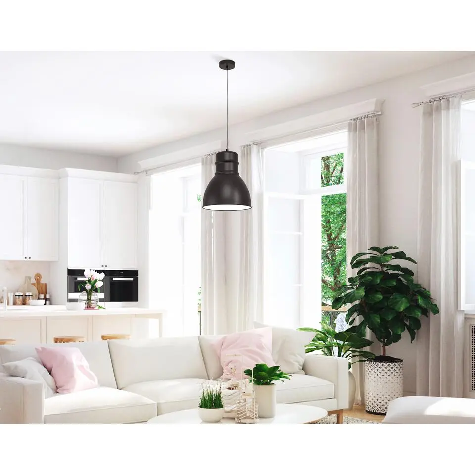 EGLOEburyHanglamp-E27-Ø38cm-Zwart/Wit