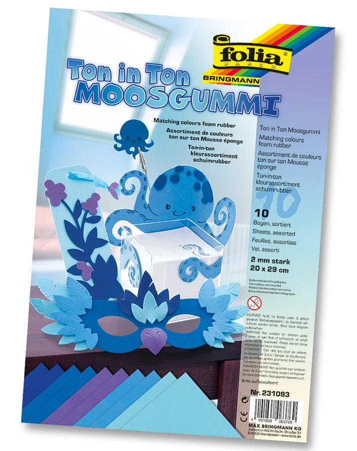 Moosgummi TON IN TON 10-teilig in hellblau/blau