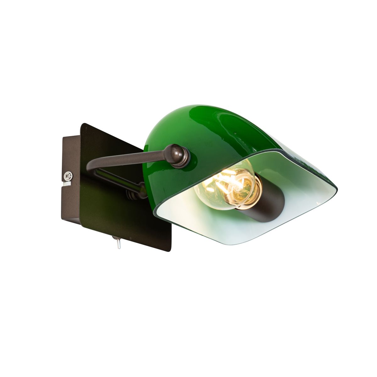 Klassieke notaris wandlamp donkerbrons met groen glas - Banker