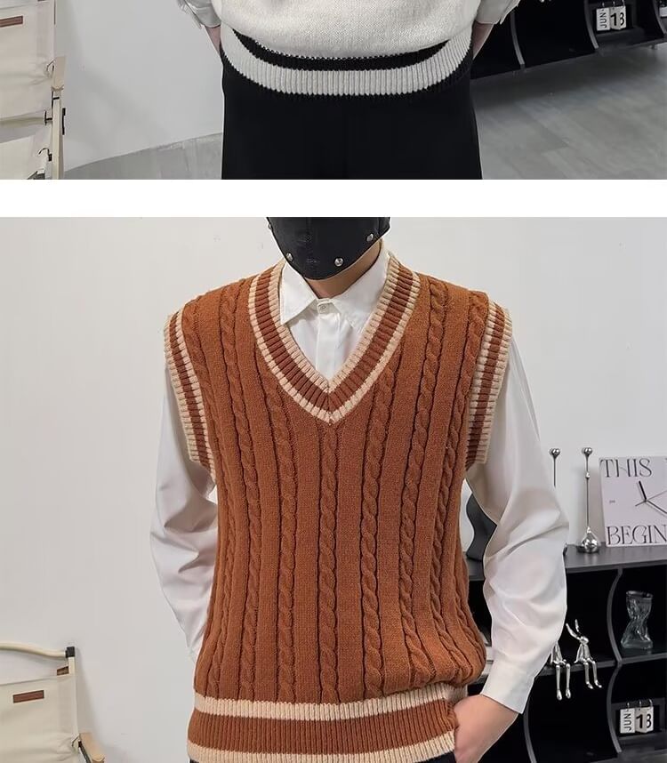 Sinlarity - V-hals kabelgebreid vest