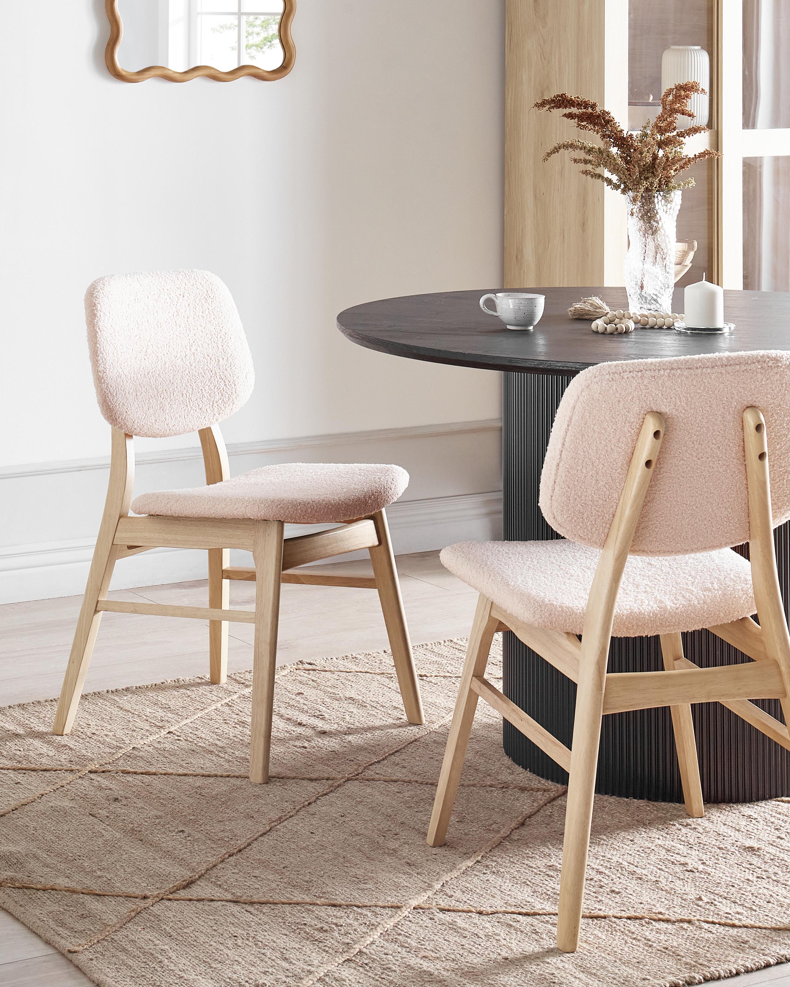 Set van 2 eetkamerstoelen ELAINE Hout Lichtbruin/beige