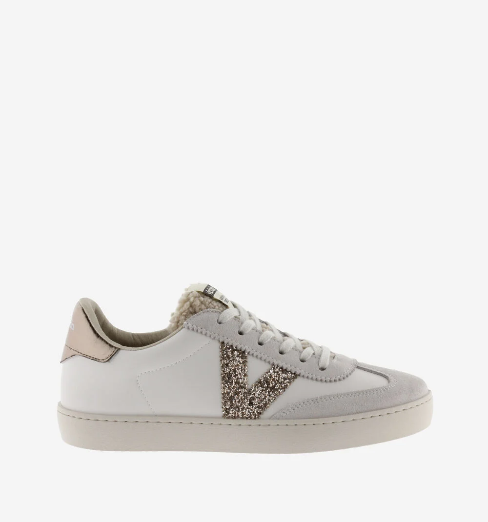 BERLÍN CYCLISTE EFFET CUIR & PEAU DE MOUTON Baskets pour femmes avec détails glitter HIELO