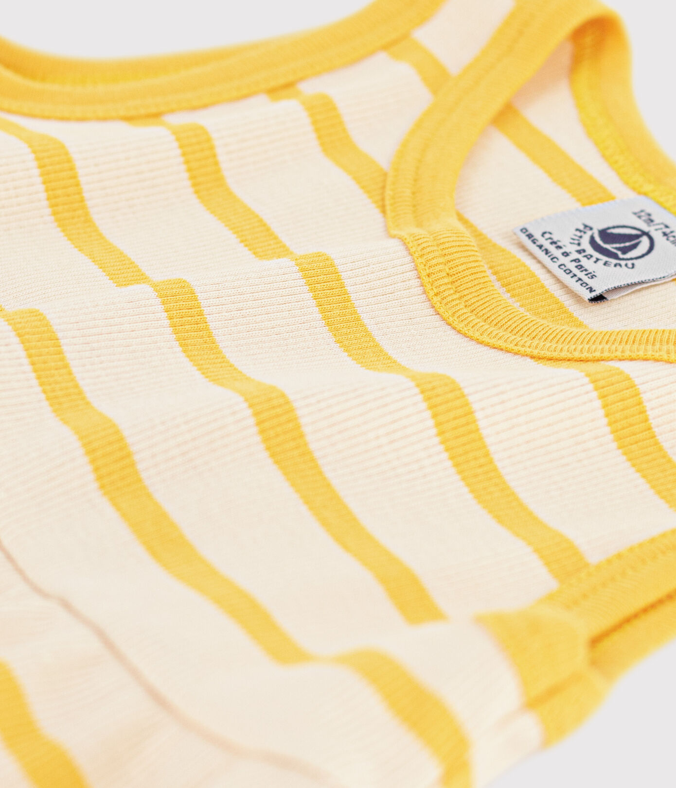 Robe sans manche bébé en maille côtelée rayée