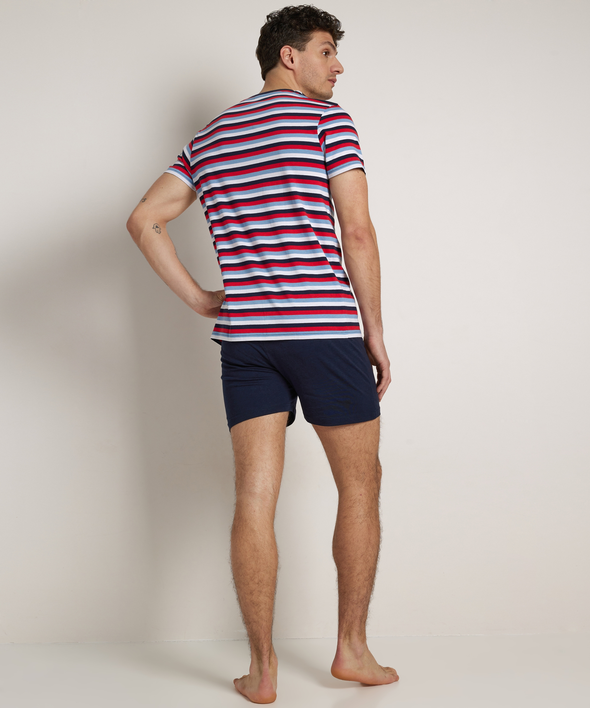 gestreepte shortama set
