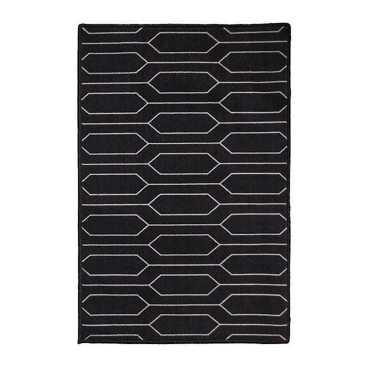 Tapis rectangle Bromberg GoodHome noir et blanc L.90 x l.60 x ep.0,5 cm