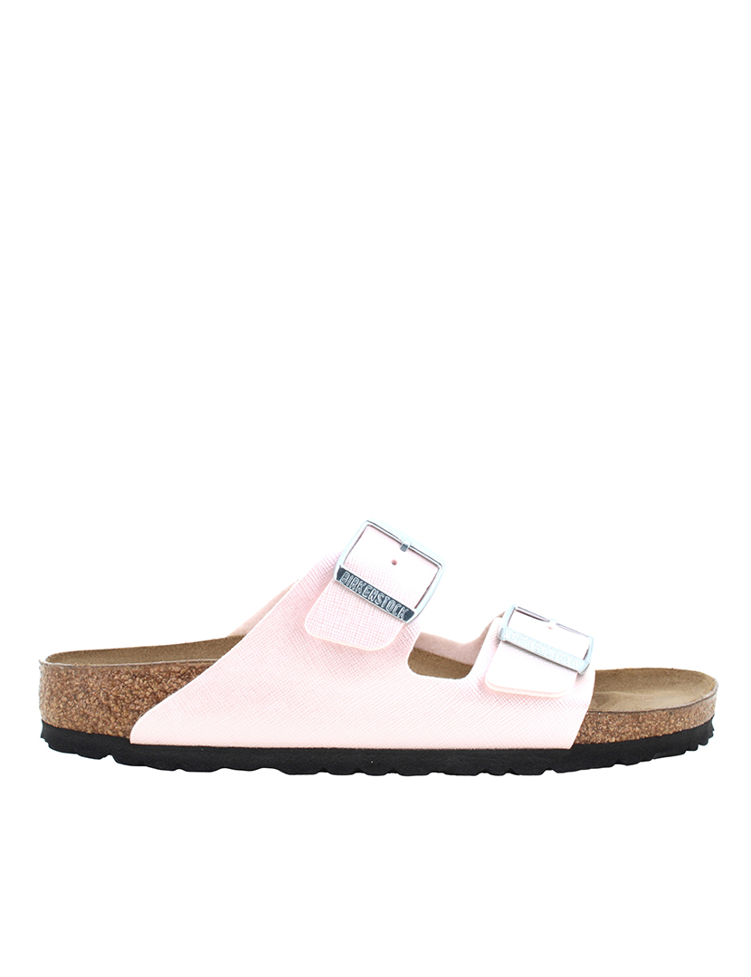 Arizona Bs Birko-Flor Embossed Saffiano Iridescent Pink Narrow Sandals