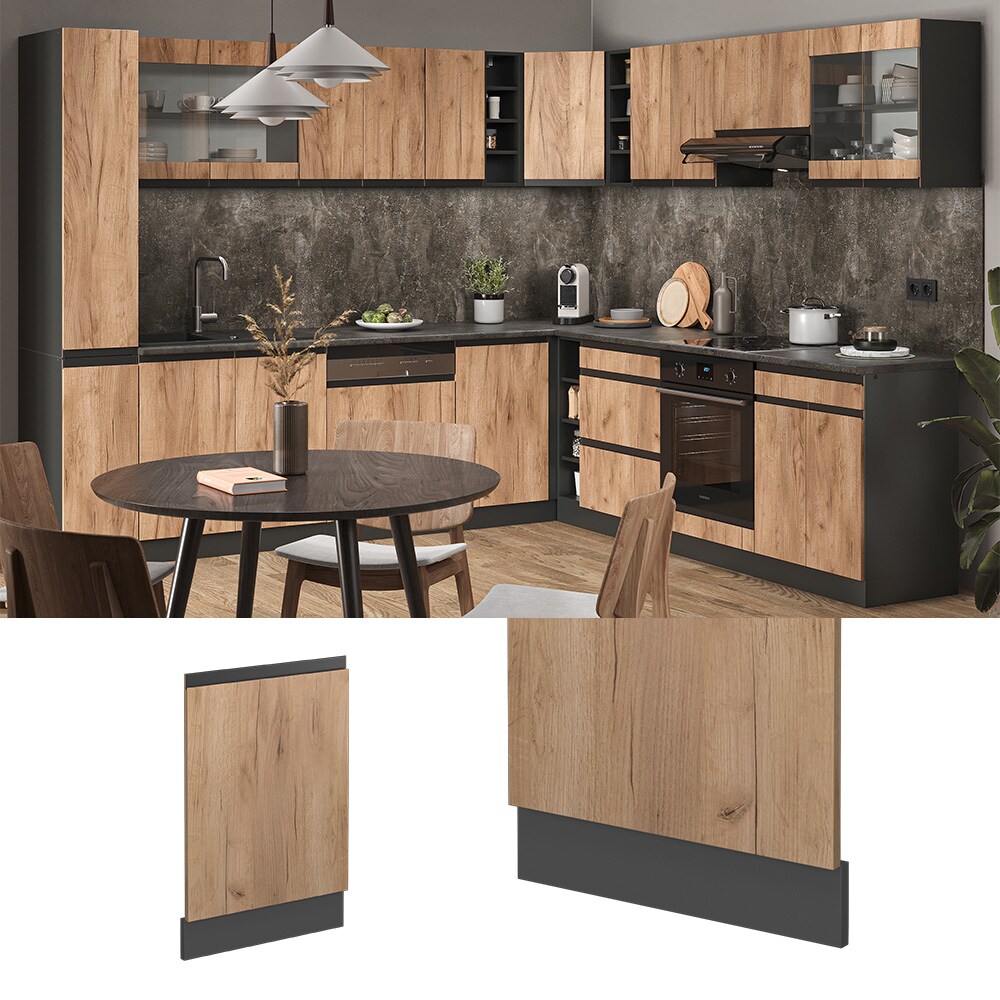 Vicco Geschirrspülerblende Küchenschrank Küchenmöbel R-Line J-Shape Anthrazit Eiche 45 cm modern